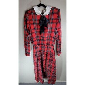Vintage Lanz Originals Red‎ Plaid Dress Size 12 – Made in USA